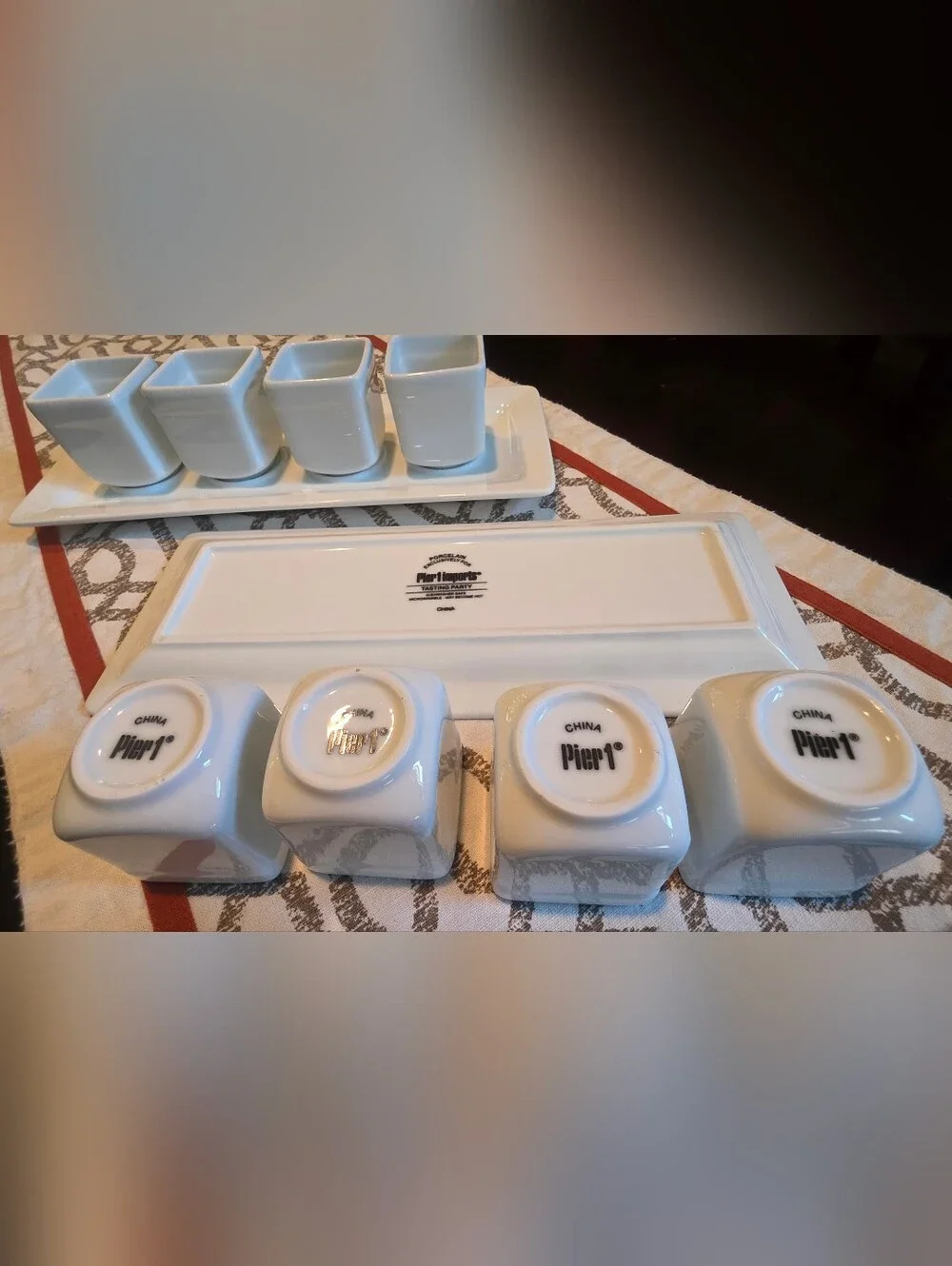 Pier 1 Imports Tasting Party Sampler Set Porcelain Cups And Trays 10 Pieces EUC